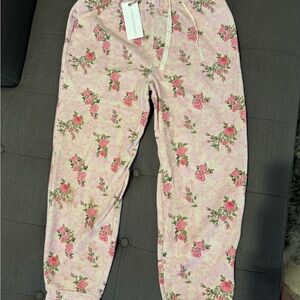 Love shack fancy LSF pink floral feminine sweatpants NWT xs womens jogger